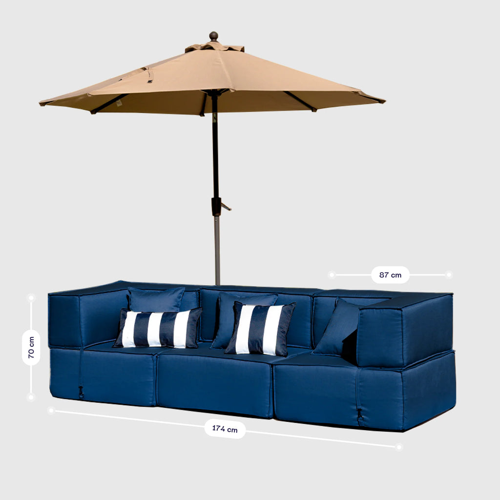 Lounge Zimma com 3 Módulos Azul