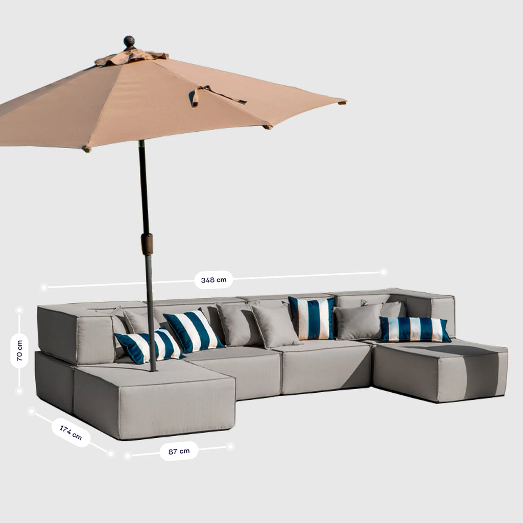 Lounge Zimma com 6 Módulos Cinza