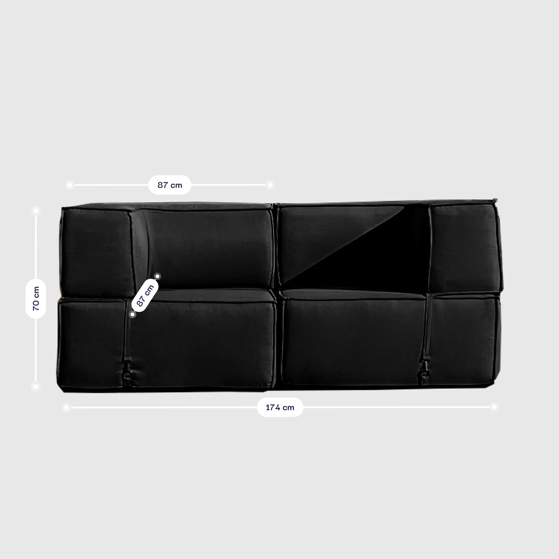 Sofá Lounge Zimma Preto com 2 Módulos