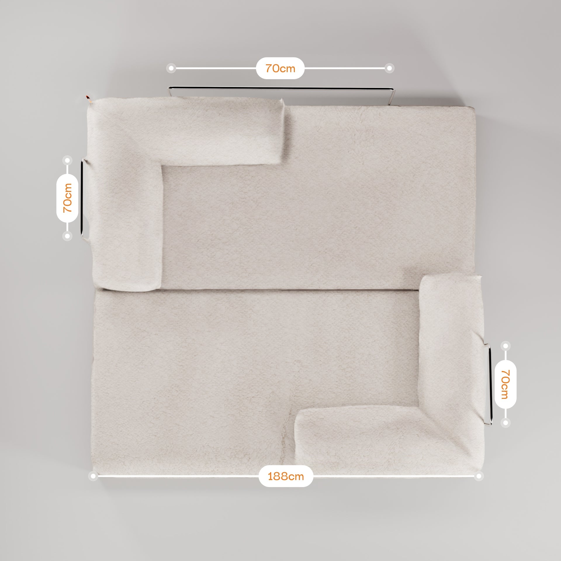 Sofá Cama Bloom - Sofá na Caixa + Apoio de Pé Bloom Tecido Boucle Laranja